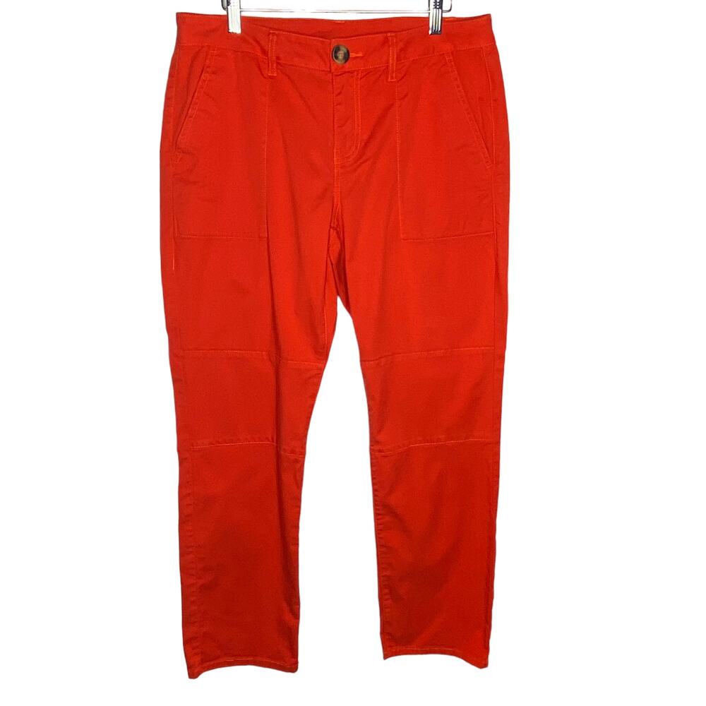 CAbi 6046 Womens Size‎ 10 Orange Corel Utility Twill Trouser Chino Pants Stretch
